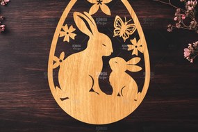 Σετ των 2 Intra απο ξύλο plywood Χρώμα wenge 3mm-4mm πάχος - κοπής με λέιζερ πασχαλινό αυγό Δίασταση 15x15 cm INTRAFABR-51186868