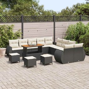 vidaXL Σετ Καναπέ Κήπου 14 pcs Μαύρο συνθετικό ρατάν