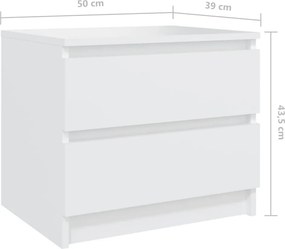 vidaXL Κομοδίνο Λευκό 50 x 39 x 43,5 εκ. από Επεξεργασμένο Ξύλο