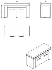 Έπιπλο Χολ Kent ΚΟΜ 2Κ Λευκός Δρύς - Γκρί Δρύς 91x36,5x45 εκ.