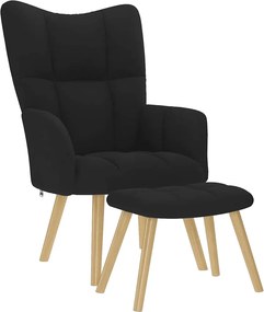 vidaXL Πολυθρόνα Relax Μαύρο Υφασμάτινη με Υποπόδιο