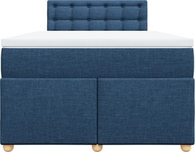 vidaXL Κρεβάτι Boxspring με Στρώμα Μπλε 120x200 εκ. Υφασμάτινο