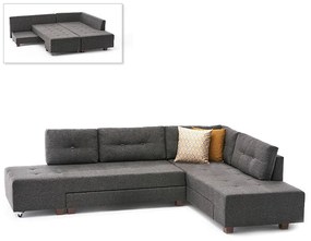 Γωνιακός καναπές - κρεβάτι Manama Megapap δεξιά γωνία υφασμάτινος χρώμα ανθρακί 280x206x85εκ. - Ύφασμα - PRGP043-0009,4