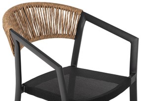 Σκαμπό Μπαρ C5892.05 Αλουμινίου Μαύρο με Μπέζ Rattan &amp; Textline 56x58x105Y εκ. 56x58x105 εκ.