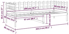 Καναπές Κρεβάτι Γκρι 90 x 200 εκ. από Μασίφ Ξύλο Πεύκου - Γκρι