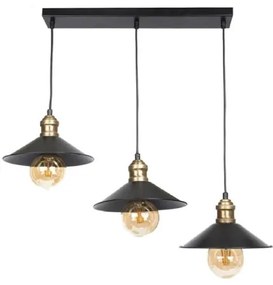 LUCANA 201-0044 Vintage Κρεμαστό Φωτιστικό Ράγα Τριφωτο 3 x E27 IP20 Mεταλλικό Μαύρο-Μ50 x Π25 x Υ75cm Globostar-201-0044-Μαύρο 201-0044