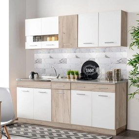 Έτοιμη Σύνθεση Κουζίνα Dalila 120 Γκρί Δρύς - Λευκό 120x51,5x206,5 εκ. 120x51.5x206.5 εκ.