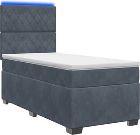 vidaXL Κρεβάτι box spring με στρώμα Σκούρο Γκρι 100 x 200 cm Βελούδο