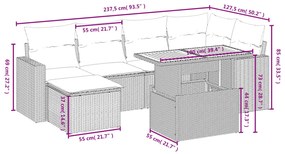 vidaXL Σετ Σαλονιού Κήπου 7 τεμ. Γκρι Συνθετικό Ρατάν με Μαξιλάρια