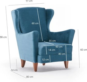 Wing Chair Lola Berjer - Turquoise Turquoise