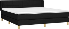 vidaXL Κρεβάτι Boxspring με Στρώμα Μαύρο 180x200 εκ. Υφασμάτινο