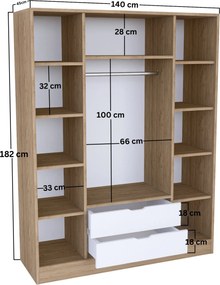 Τετραφυλλη Ντουλαπα Λευκο NISAN 1600 45x180x183