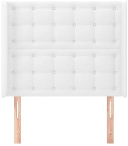 Κεφαλάρι με Πτερύγια Λευκό 103x16x118/128 εκ.Συνθ. Δέρμα 3119665