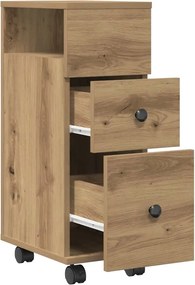 vidaXL Ντουλάπι Μπάνιου Στενό με Ροδάκια Αρτισιανή Δρυς Επεξ. Ξύλο