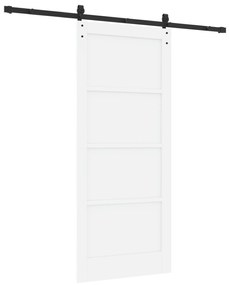 vidaXL Συρόμενη Πόρτα με Σετ Υλικών Λευκή 86x198.5 εκ. Στερεό Ξύλο Πεύκου