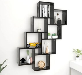 vidaXL Ράφι Κύβος Τοίχου Μαύρο 90x15x119 εκ. από Επεξεργασμένο Ξύλο