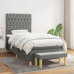 ΚΡΕΒΑΤΙ BOXSPRING ΜΕ ΣΤΡΩΜΑ ΣΚΟΥΡΟ ΓΚΡΙ 100X200 ΕΚ. ΥΦΑΣΜΑΤΙΝΟ 3137374