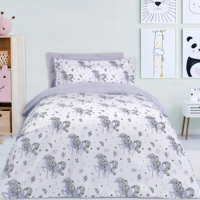 Σετ Παπλωματοθήκη 2 Όψεων Polycotton Μονή 160x240εκ. 4838 Λευκή-Λιλά Das Kids