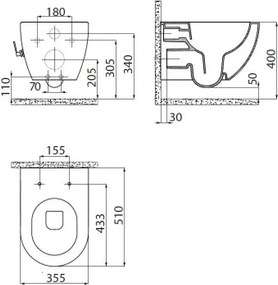 Creavit Free FE322 Black Matt Rimless - Κρεμαστή Λεκάνη