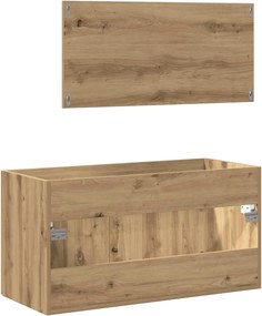 vidaXL Ντουλάπι μπάνιου με καθρέφτη Ξύλο Τεχνικής Δρυς