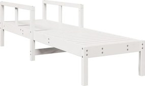 vidaXL Ξαπλώστρα Λευκή 199,5x62x55 εκ. από Μασίφ Ξύλο Πεύκου