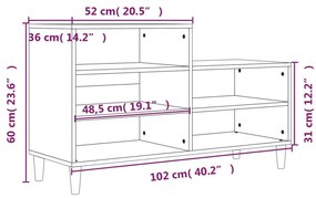 Παπουτσοθήκη Καπνιστή Δρυς 102x36x60 εκ. από Επεξεργασμένο Ξύλο - Καφέ