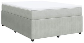 vidaXL Κρεβάτι Boxspring με Στρώμα Ανοιχτό Γκρι 140x190 εκ. Βελούδινο