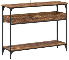 vidaXL Τραπέζι κονσόλας με ράφι Παλαιό ξύλο 100 x 29 x 75 εκ.