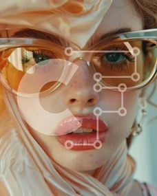 Intra Συλλεκτικό Ξύλινο Παζλ Plywood 4mm - Κομψή γυναίκα με γυαλιά ηλίου με κόκκινο κραγιόν Σε Ξύλινο Κουτί - Διαστάσεις Puzzle: 10x10 cm – 25 κομμάτια