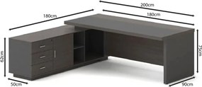 VIP Γραφείο Αριστερή Γωνία, Απόχρωση Grey Walnut   1τμχ