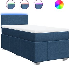 vidaXL Κρεβάτι Boxspring με Στρώμα Μπλε 90x200 εκ.Υφασμάτινο