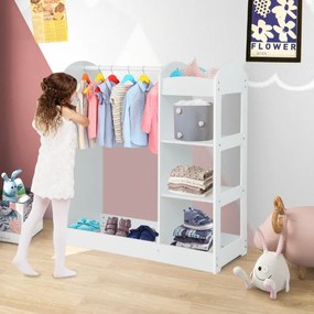 Παιδική Ντουλάπα Με Καθρέφτη-Λευκή TP10021WH Costway