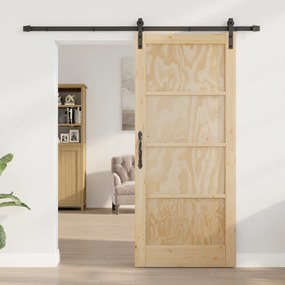 vidaXL Συρόμενη Πόρτα με Σετ Εξαρτημάτων 86x198.5 εκ Μασίφ Ξύλο Πεύκου