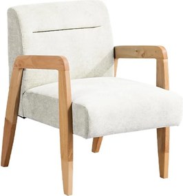 Πολυθρόνα Nextdeco Natural μασίφ ξύλο λευκή Υ78,5x58x72,5εκ.