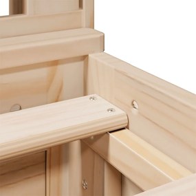 Κρεβάτι Βιβλιοθήκη Χωρίς Στρώμα 140x200 εκ Μασίφ Ξύλο Πεύκο - Καφέ