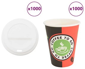 vidaXL Χάρτινα ποτήρια καφέ με καπάκια 1000 τεμάχια 4oz 100ml