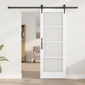 vidaXL Συρόμενη Πόρτα με Σετ Εξαρτημάτων Λευκή 73.5x198.5 εκ. Στερεό Ξύλο Πεύκο