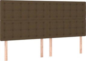 vidaXL Κρεβάτι Boxspring με Στρώμα &amp; LED Σκ.Καφέ 180x200εκ. Υφασμάτινο