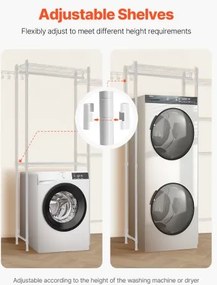 VEVOR Over Washer and Dryer Storage Shelf Two Row 5 Tiers Washer Rack White