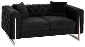 SOFA 2-SEATER t.CHESTERFIELD MOBAR  BLACK VELVET-METAL LEGS 154x85x68Hcm.