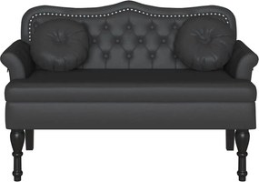 vidaXL Καναπές Chesterfield Μαύρο 120,5 x 65 x 75 εκ. Τεχνητό Δέρμα