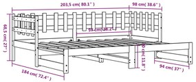 Καναπές Κρεβάτι Συρόμενος Μαύρος 2x(90x200) εκ. από Μασίφ Πεύκο - Μαύρο