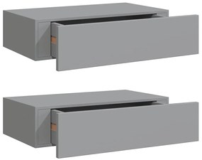 vidaXL Ράφια Τοίχου με Συρτάρια 2 Τεμ. Γκρι 40 x 23,5 x 10εκ. από MDF