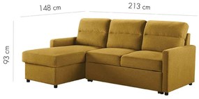 Καναπές Κρεβάτι Γωνιακός Μουσταρδί 213x148x93