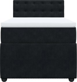 vidaXL Κρεβάτι Boxspring με Στρώμα Μαύρο 90x190 εκ. Βελούδινο
