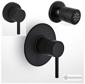 Eurorama TONDA Μίκτης εντοιχισμού &amp; εκτροπέας περιστροφικός 3 εξόδων &amp; Jet επίτοιχο ROUND Ø5εκ Black Matt