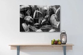 Εικόνα κρεμαστή ζαχαροπλαστική σε σχοινί σε ασπρόμαυρο - 120x80