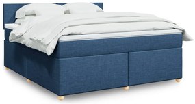 vidaXL Κρεβάτι Boxspring με Στρώμα Μπλε 180x200 εκ. Υφασμάτινο