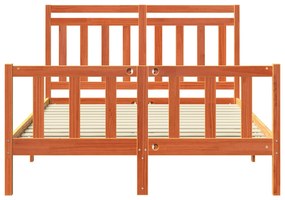 vidaXL Σκελετός Κρεβατιού με κεφαλάρι 2 pcs Κερωτό καφέ 140 x 200 cm