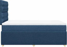 vidaXL Κρεβάτι Boxspring με Στρώμα Μπλε 120x190 εκ. Υφασμάτινο